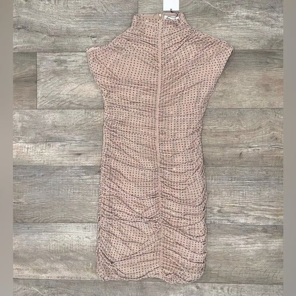 ZARA Rhinestone Bodycon Mini Dress NWT Ruched Party Cocktail Dress M L - Picture 15 of 16